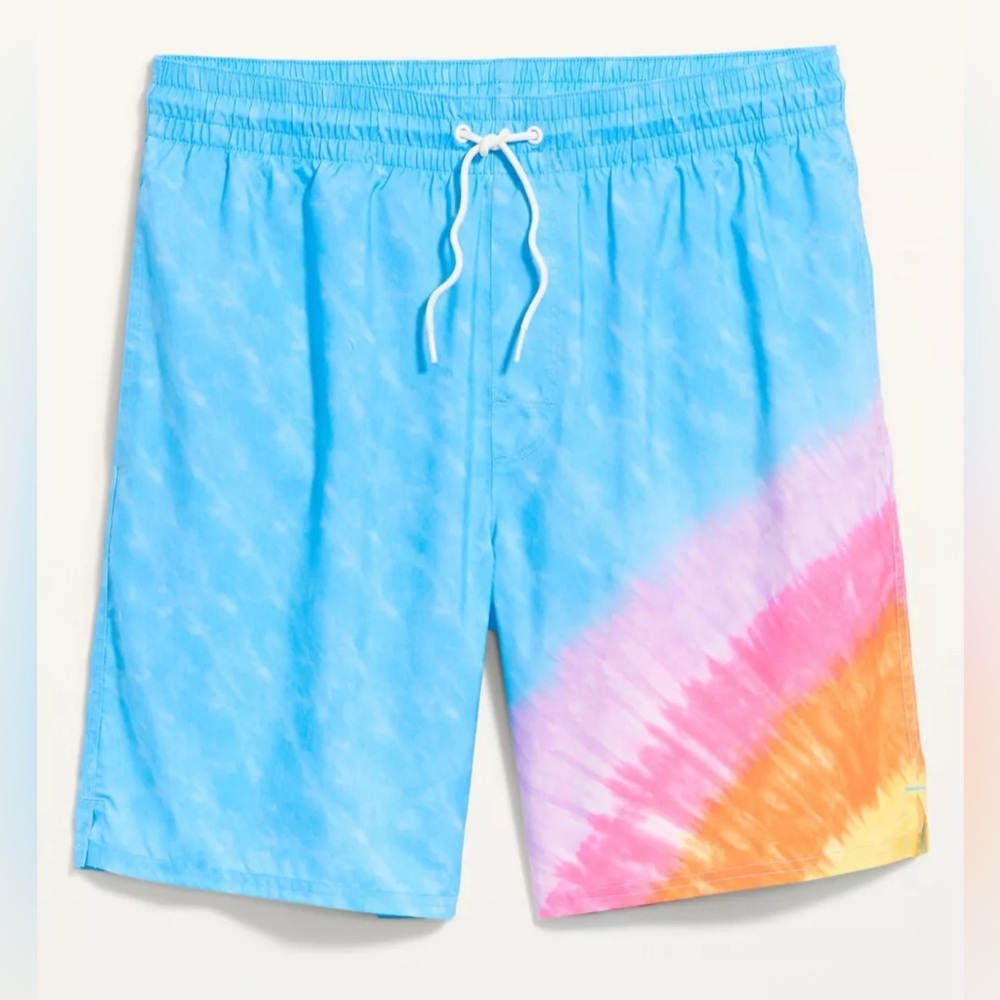 Old Navy men’s rainbow tie dye swimsuit size 3XL NWOT blue